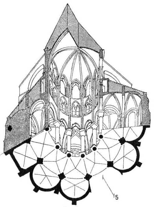 апсида готических церквей. Устройство верхних частей алтаря. Церковь Сен-Жермен де Прэ